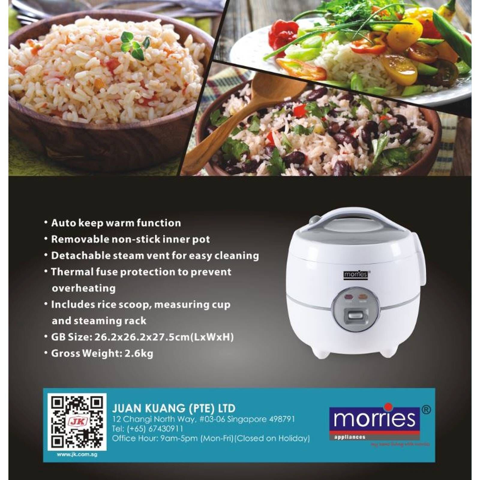 MORRIES Rice Cooker (1.0l) MS-RC100R - Image 3