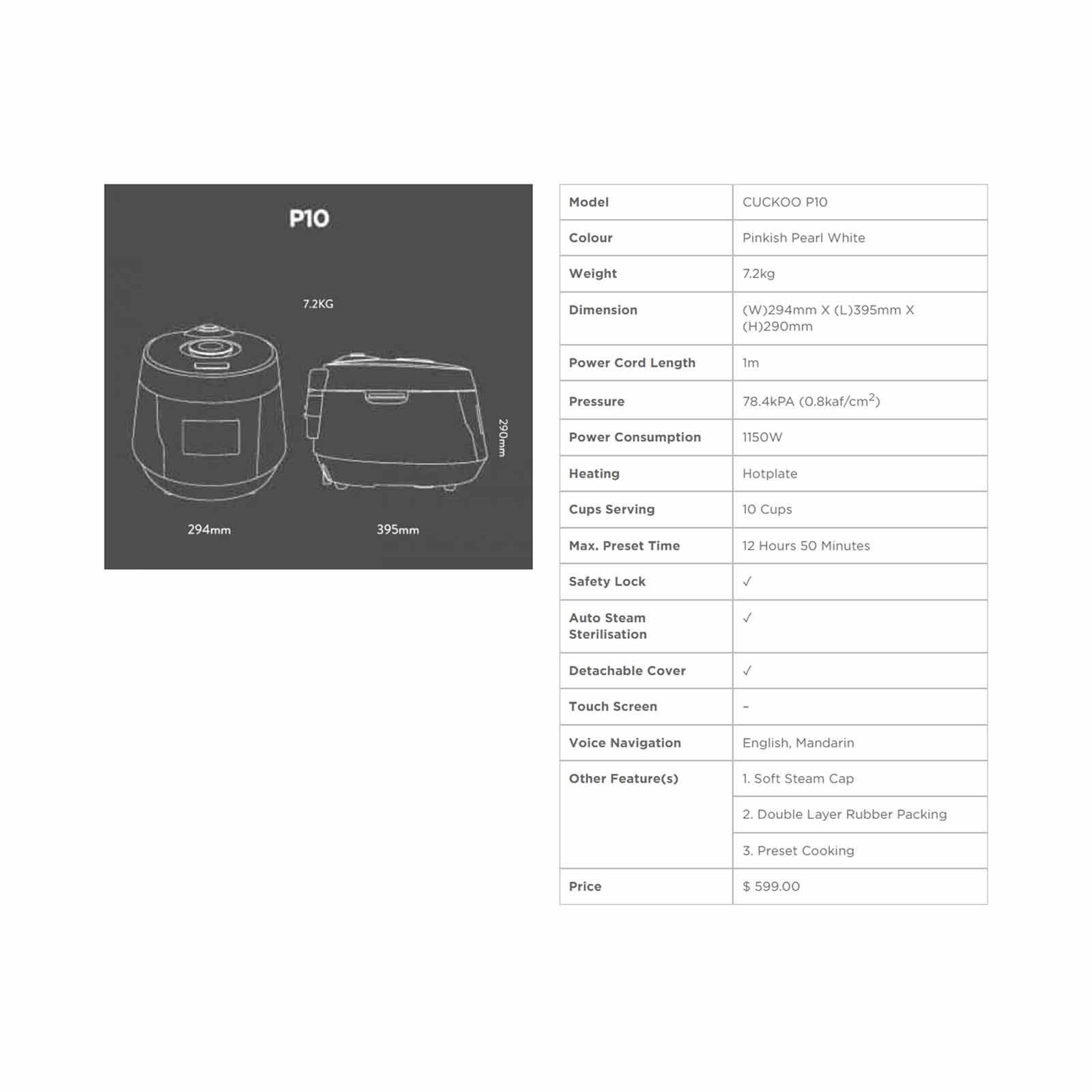 CUCKOO Pressure Multi-cooker (5.0l) CRP-P1012F - Image 6
