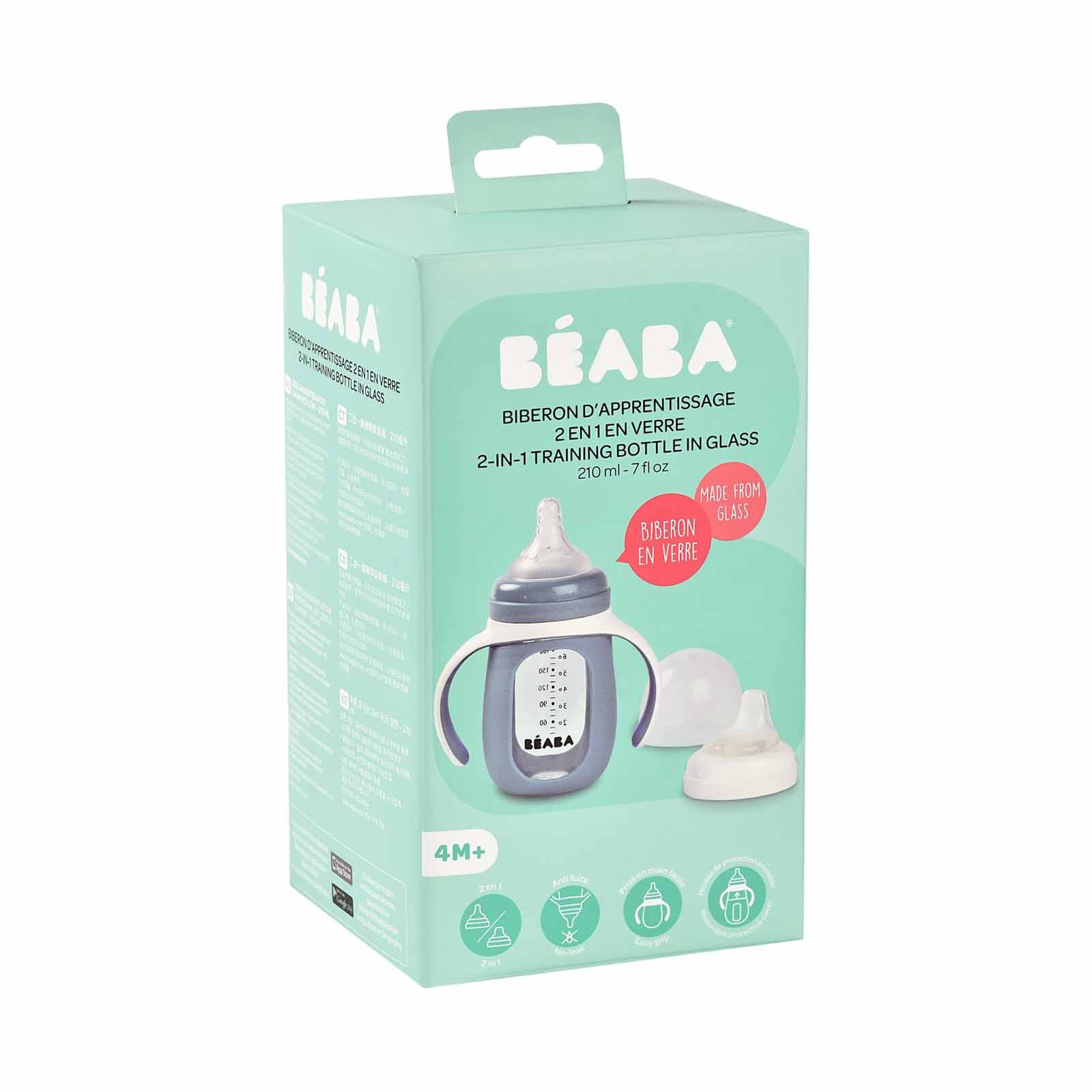 BEABA With Silicone Protective Sleeve 210ml - Blue (online) GLASS BOTTLE - Image 3