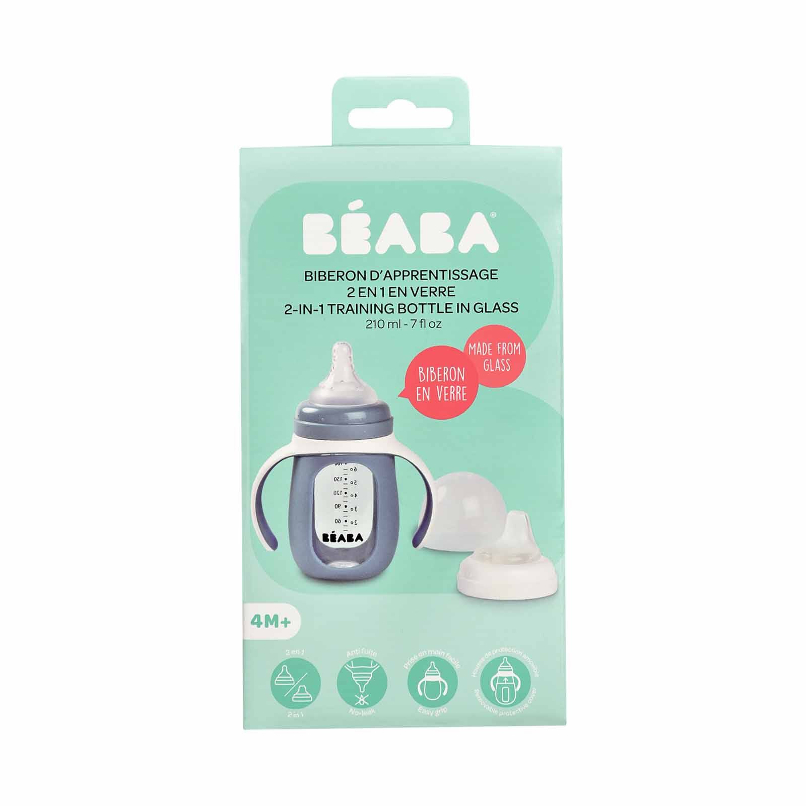 BEABA With Silicone Protective Sleeve 210ml - Blue (online) GLASS BOTTLE - Image 5