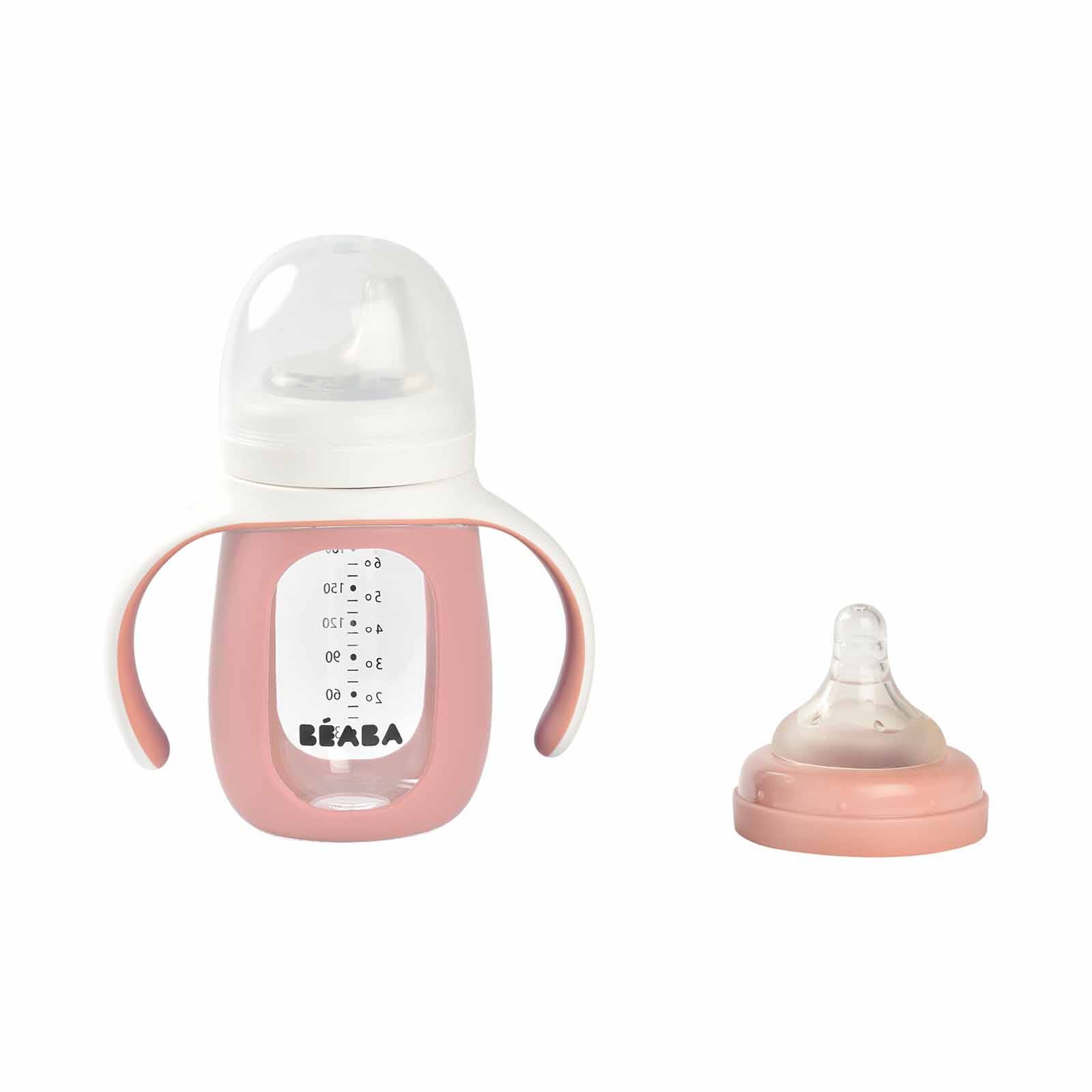 BEABA With Silicone Protective Sleeve 210ml - Pink (online) GLASS BOTTLE - Image 4