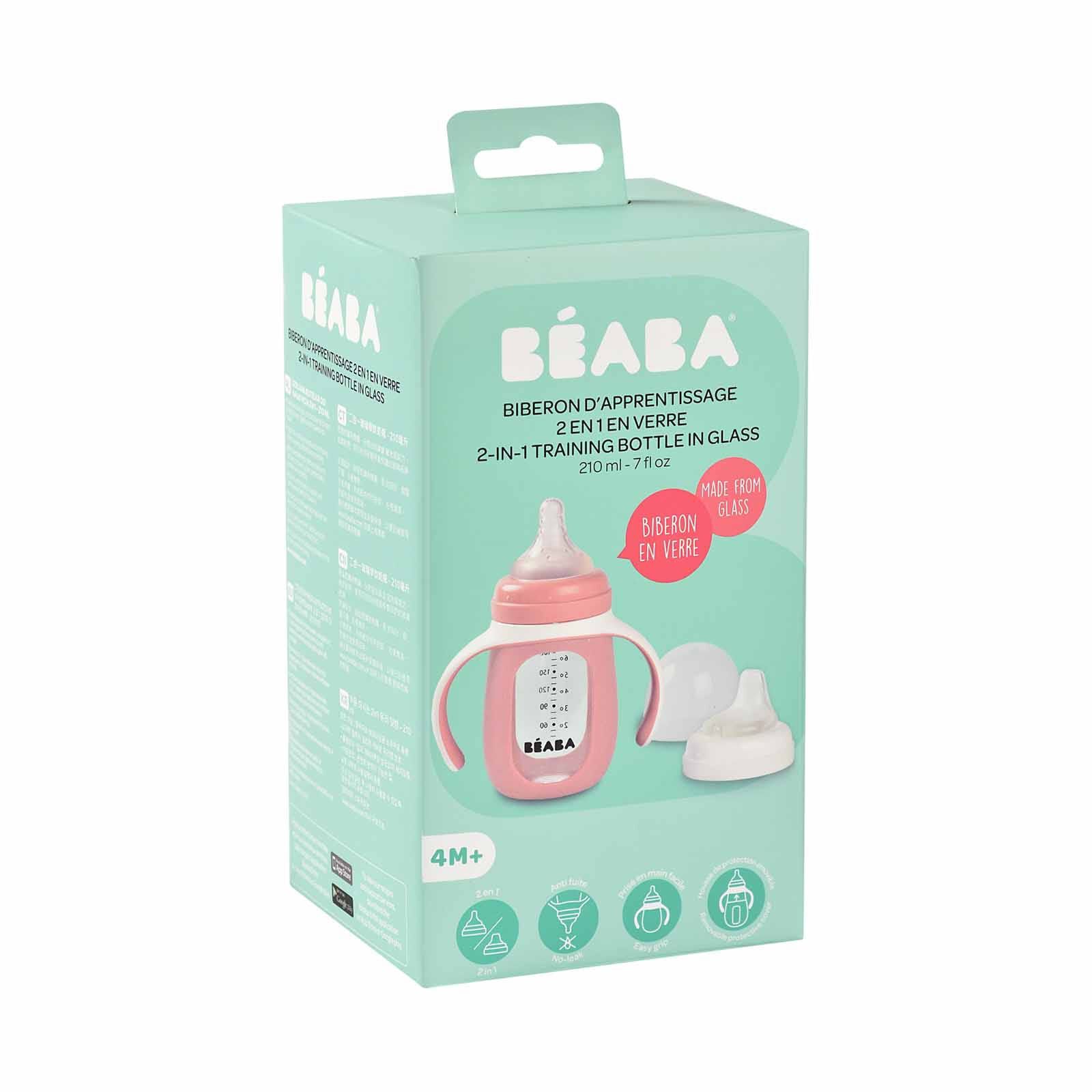 BEABA With Silicone Protective Sleeve 210ml - Pink (online) GLASS BOTTLE - Image 5