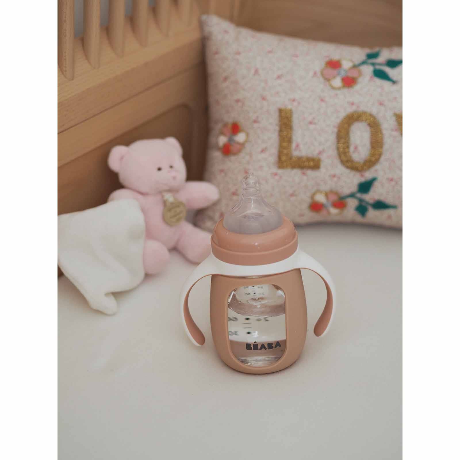 BEABA With Silicone Protective Sleeve 210ml - Pink (online) GLASS BOTTLE - Image 6