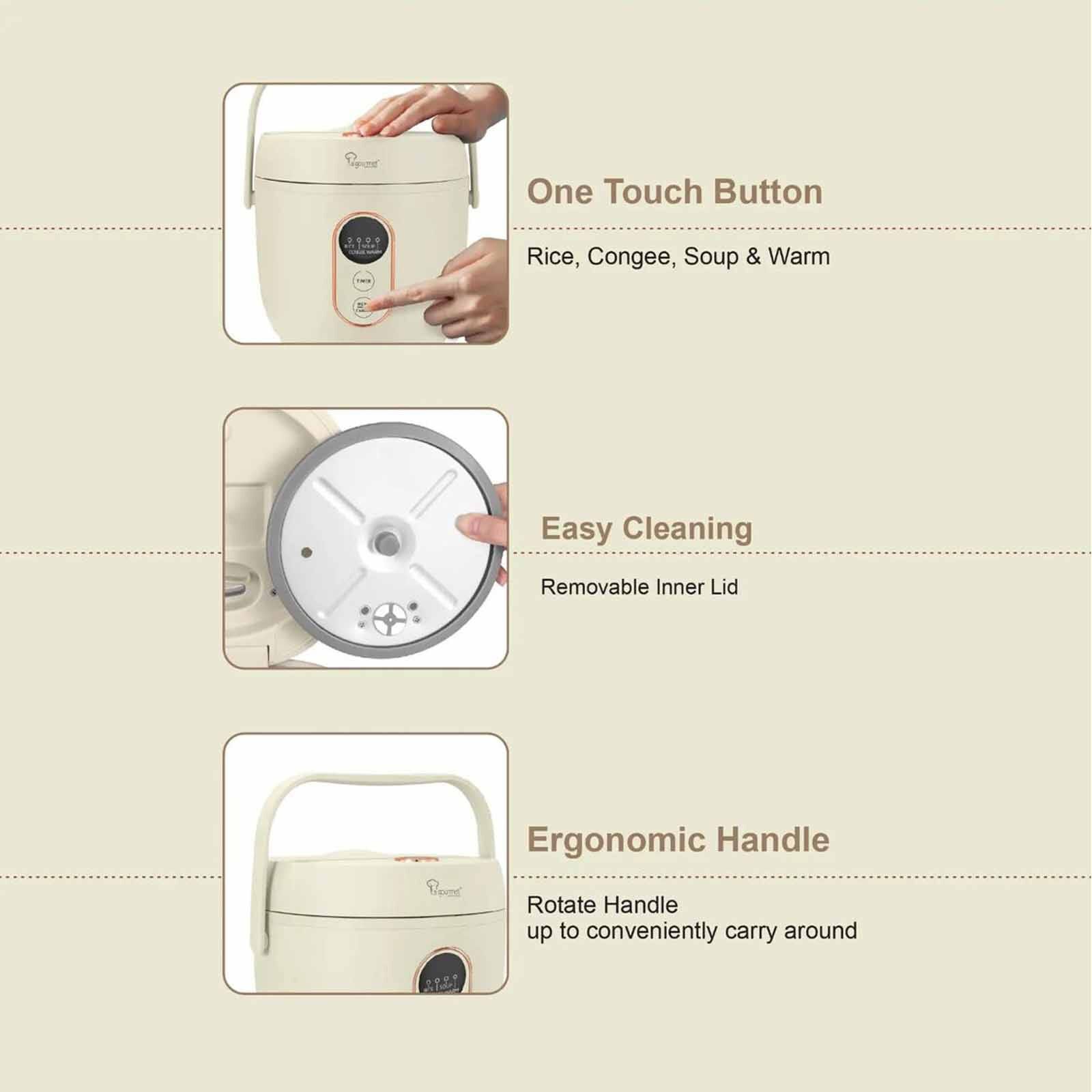 LA GOURMET Rice Cooker (0.8l) - Cream LGELRC419590 - Image 5