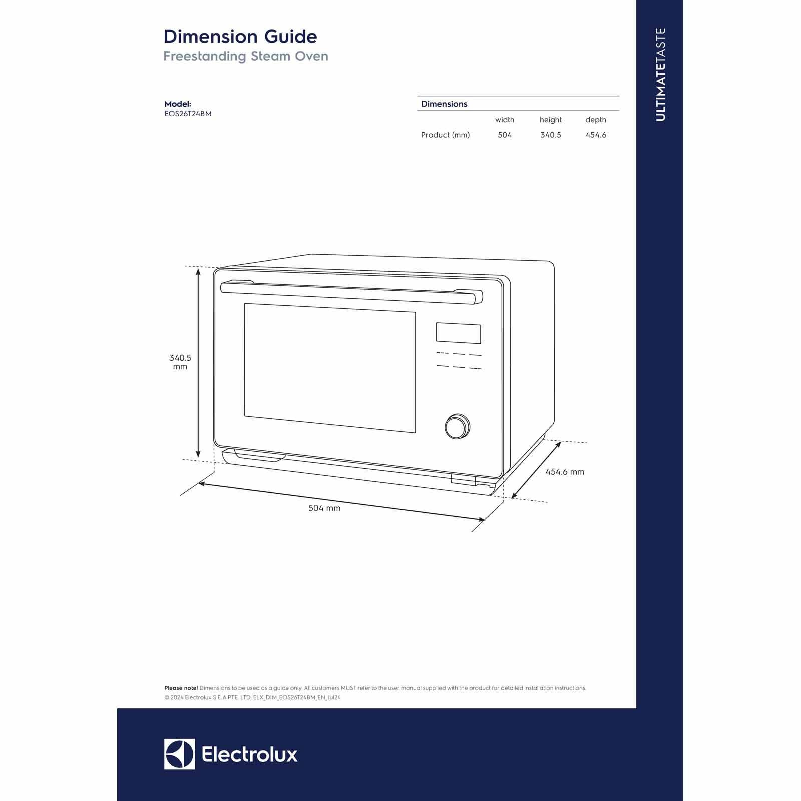 ELECTROLUX Ultimatetaste 900 Electric Steam Oven (26l) EOS26T24BM - Image 4