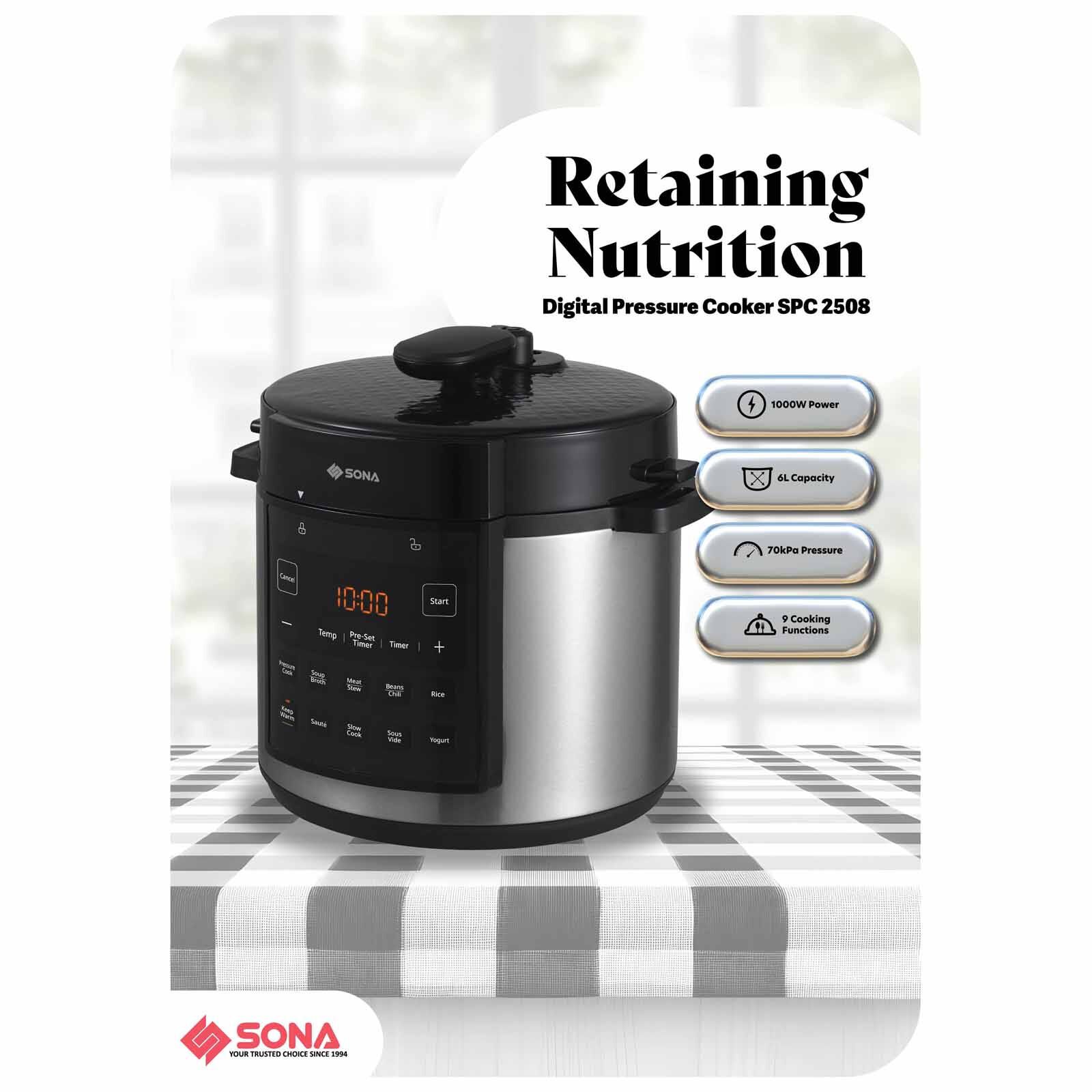 SONA Pressure Cooker (6.0l) SPC2508 - Image 3