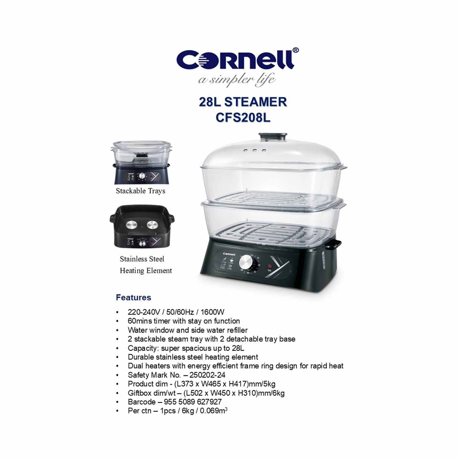 CORNELL 2 Tier Food Steamer 28l CFS208L - Image 4