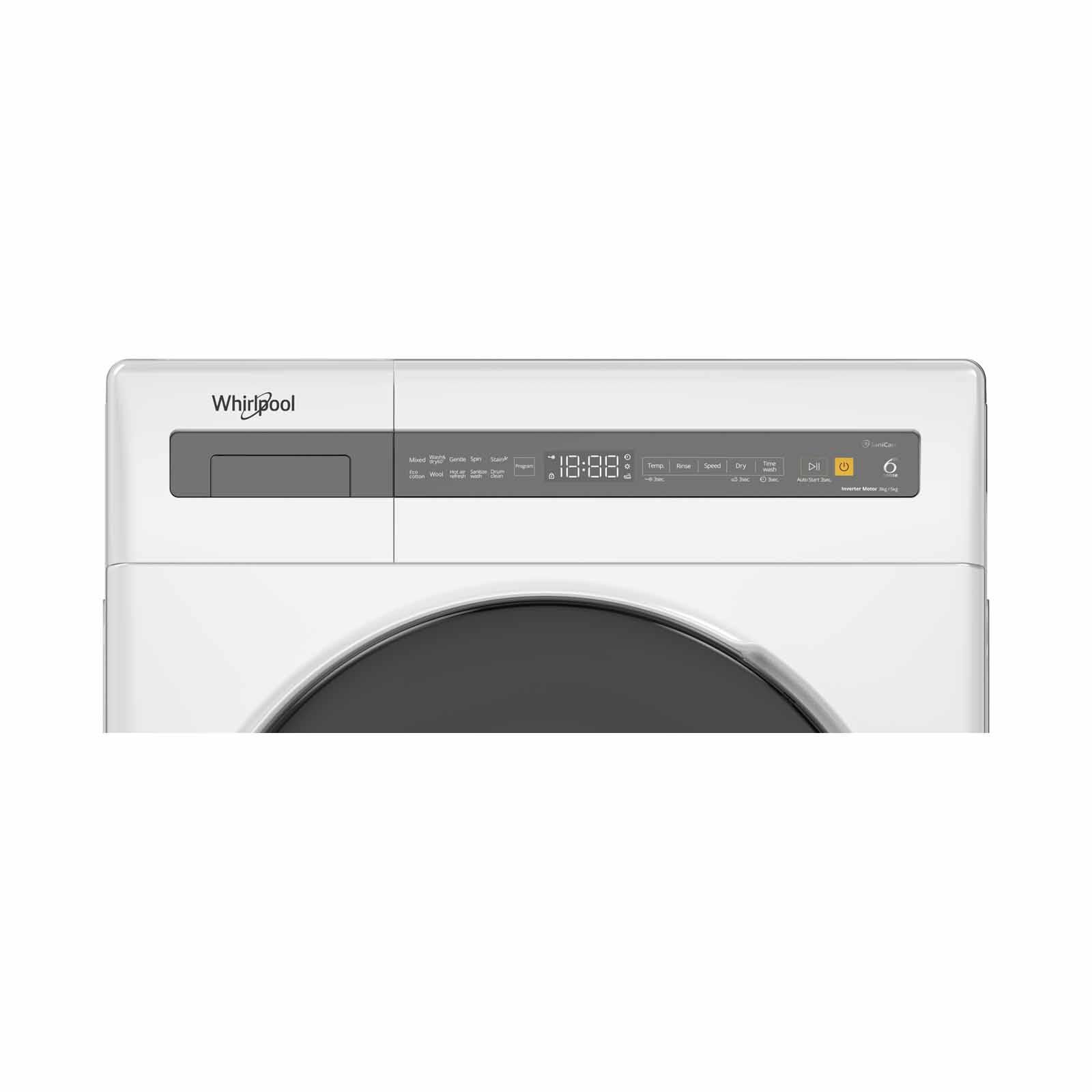 WHIRLPOOL Front Load Washer/dryer (8.5kg/6kg) WWEB85602GW - Image 4