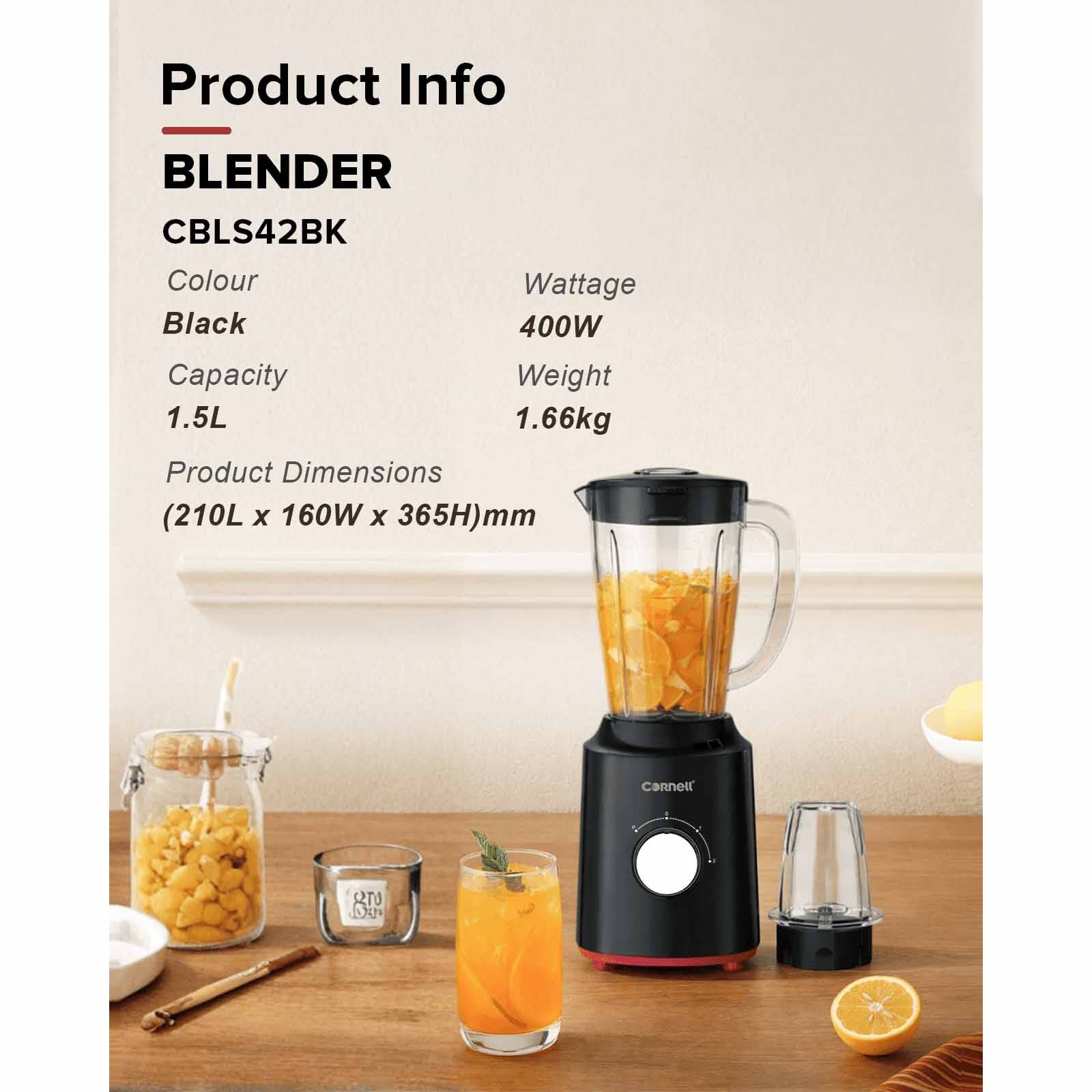 CORNELL Blender/grinder (1.5l) - Black CBLS42BK - Image 4
