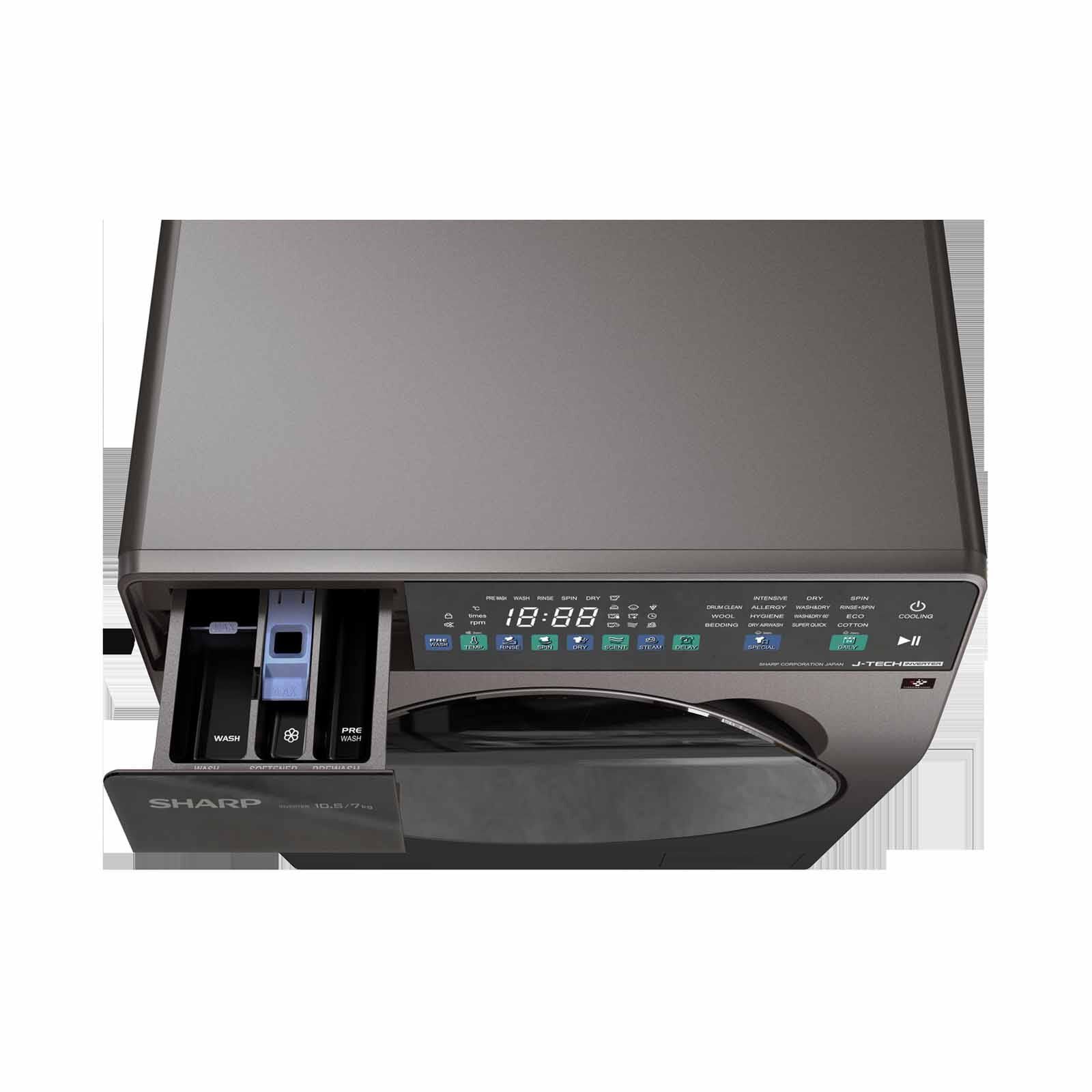 SHARP Front Load Washer/dryer (10.05kg/7kg) - Dark Grey ES-FW10D7PAS - Image 6