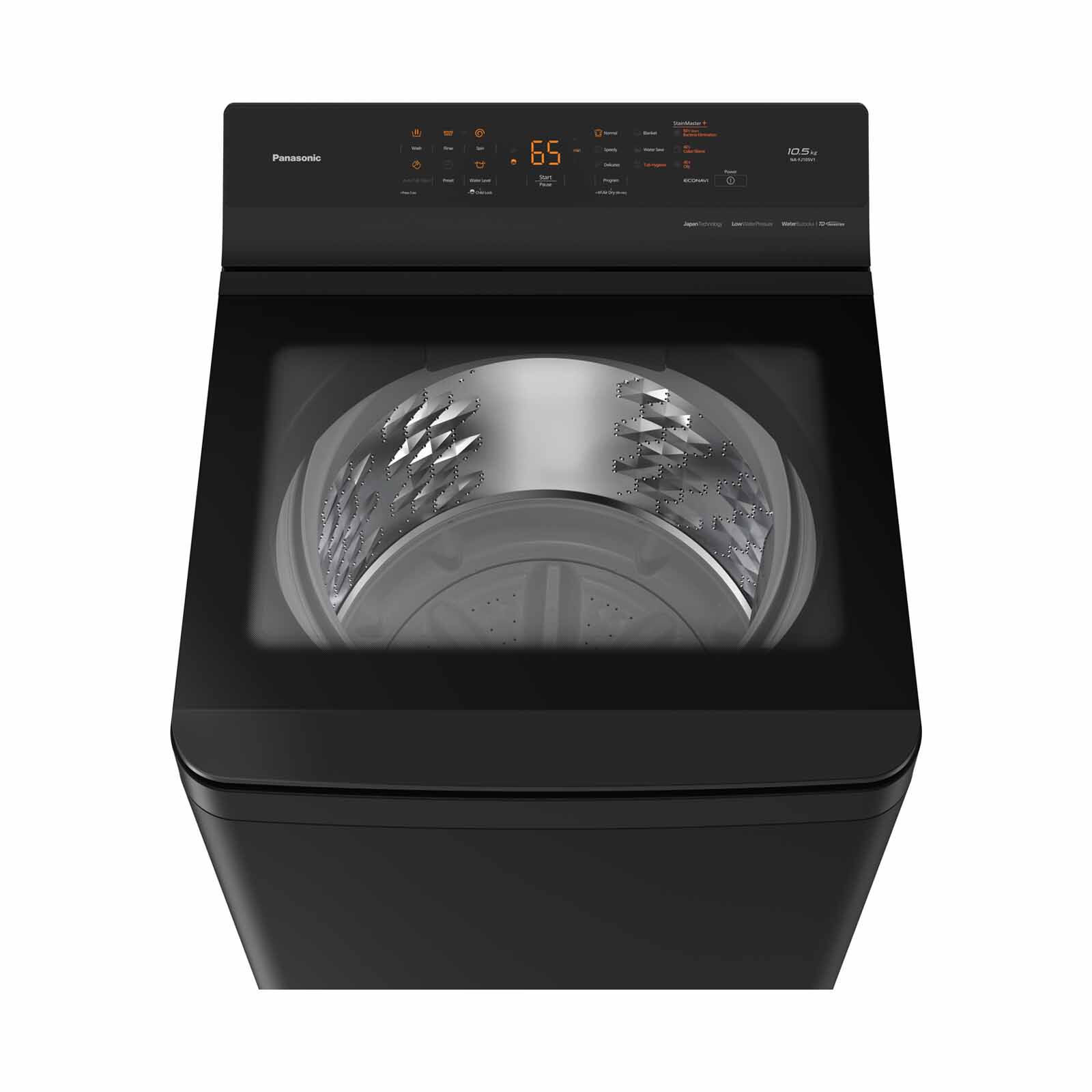 PANASONIC Top Load Washer With Steam - Black (10.5kg) NA-FJ105V1BQ - Image 4