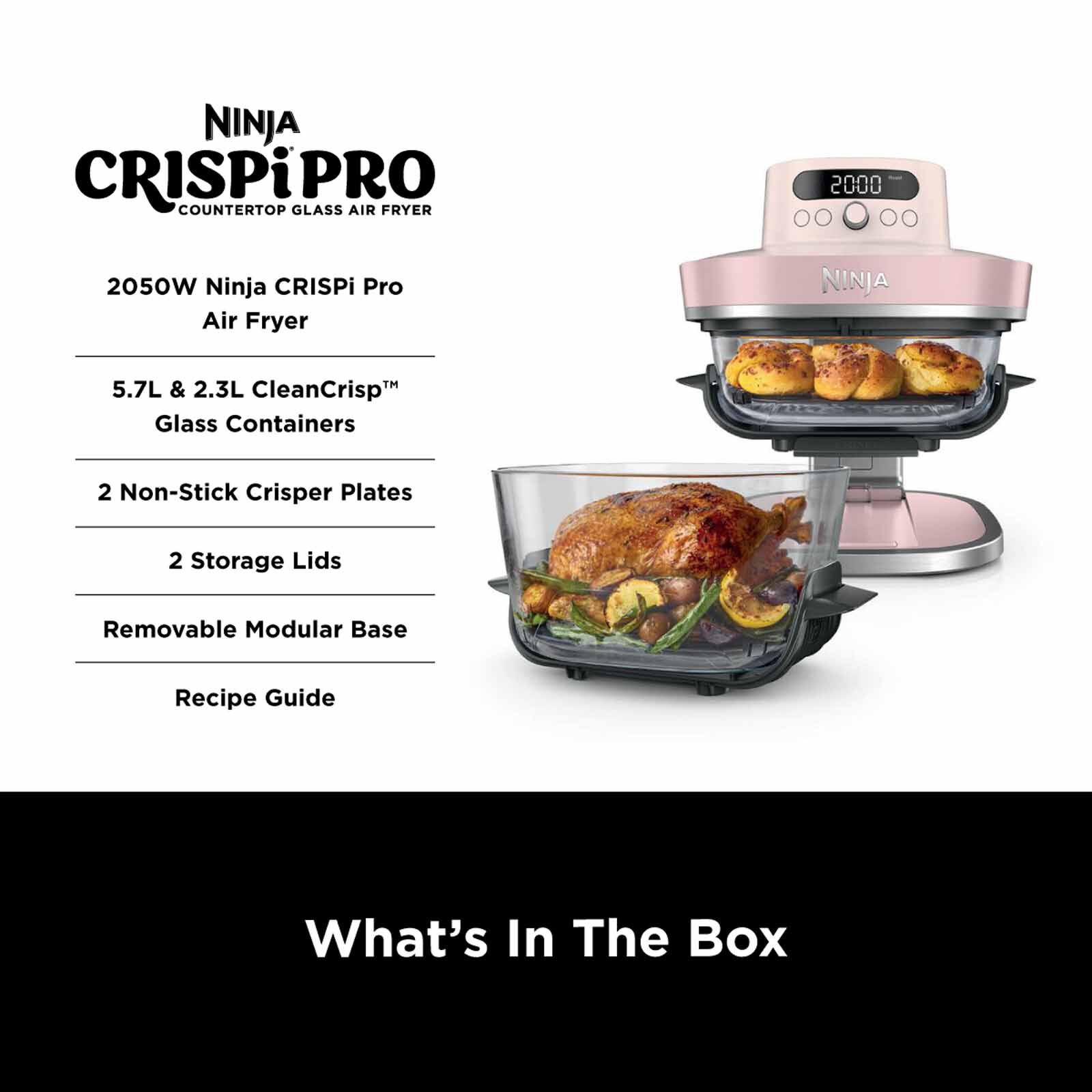 NINJA Crispi Pro Countertop Glass Air Fryer - Cyberspace AS101SMBL - Image 15