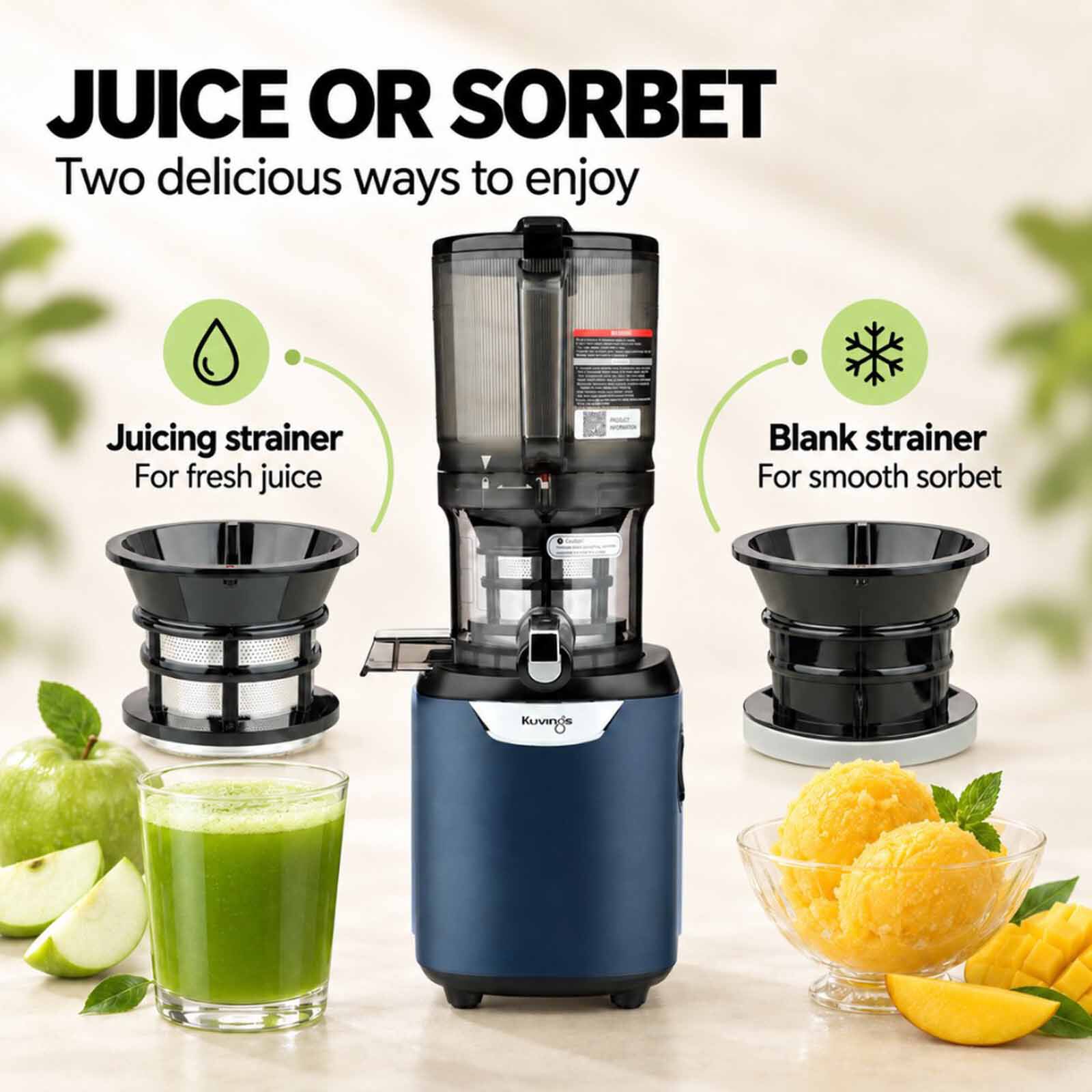 KUVINGS Slow Juicer - Matt Navy Blue AUTO 7 - MATT NAVY BLUE - Image 4