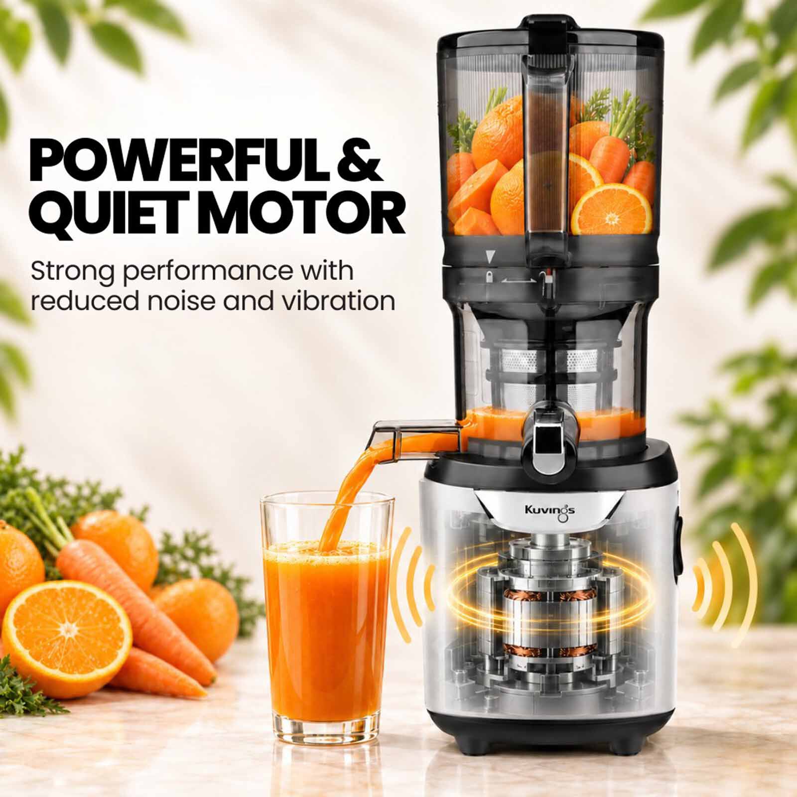 KUVINGS Slow Juicer - Matt White Silver AUTO 7 - MATT WHITE SILVER - Image 2
